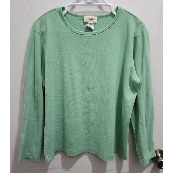 Talbots Tops - Vintage Talbots Women's Long Sleeve Ribbed Knit Stretch Pullover‎ Top Green Sz L